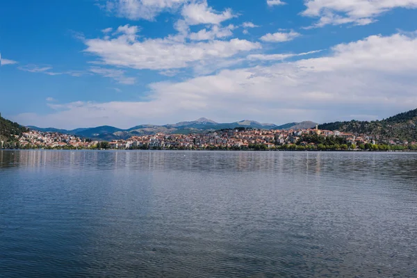 Vue Panoramique Sur Ville Kastoria Lac Orestias Grèce — Photo