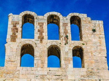 Antik herodes atticus Tiyatrosu amfitiyatro Atina Akropol ' nın simgesel yapı. Yunanistan