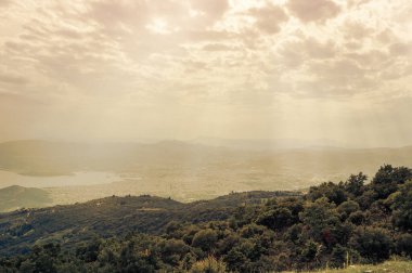 Volos Yunan şehir batımında Panoraması. Volos Yunanistan. Volos dağda üzerinden görüntülemek