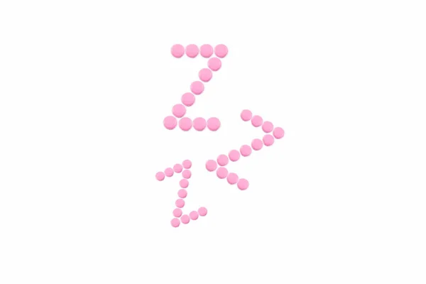 Pink Pills Shape White Background Sleeping Pills Hypnotic Drugs Sedative — Stock Photo, Image