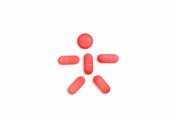 Des Gens Faits Partir Pilules Sur Fond Carton Concept — Photo