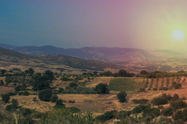 Yunanistan Kırsal Kesiminin Manzarası Yunanistan Tarımsal Tarımsal Makineler — Stok fotoğraf