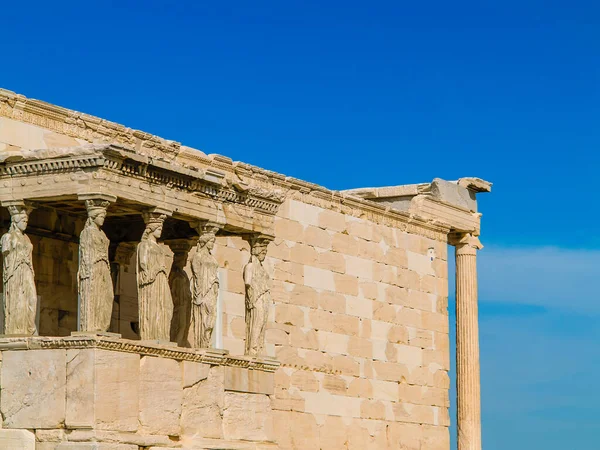 Ayrıntı Caryatids Heykel Üzerinde Parthenon Tapınağı Akropol Hill Atina Yunanistan — Stok fotoğraf