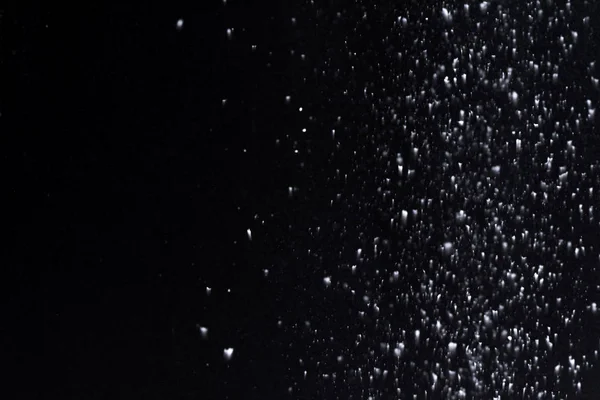 Nevica Notte Luci Bokeh Sfondo Nero Che Volano Fiocchi Neve — Foto Stock