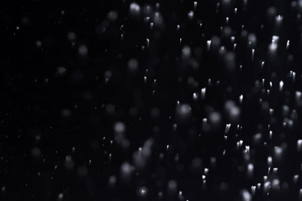 Nieve Cayendo Por Noche Luces Bokeh Sobre Fondo Negro Copos — Foto de Stock