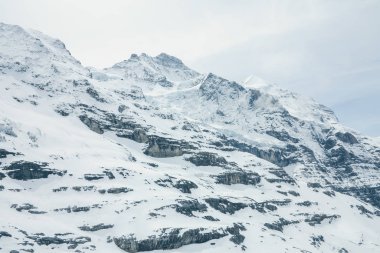 Jungfrau Dağı zirvesinden Aletsch buzuluna doğru. Bernese Oberland, İsviçre. İsviçre Alpleri