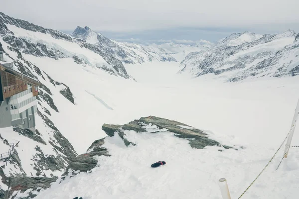 Vista Panorâmica Para Baixo Maior Geleira Jungfrau Nos Alpes — Fotografia de Stock