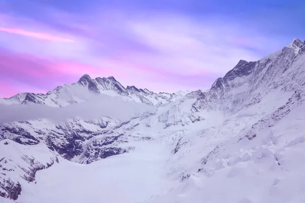 Vista Desde Cumbre Montaña Jungfrau Hacia Glaciar Aletsch Bernese Oberland —  Fotos de Stock