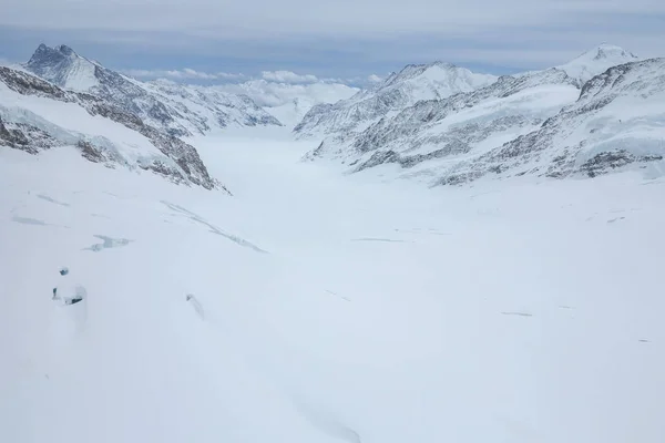 Uitzicht Vanaf Jungfrau Bergtop Richting Aletsch Gletsjer Berner Oberland Zwitserland — Stockfoto