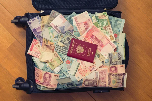 Suitcase Full Money Of South East Asia And Currency Of Hong Kong Indonesia Malaysia Thai Singapore Dollar Travel Concept 335072166 Larastock