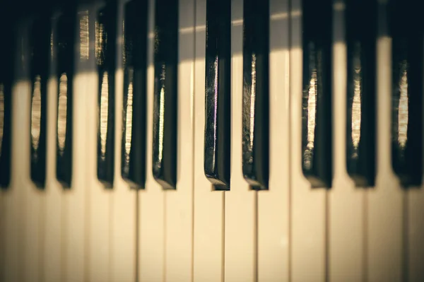 Piano keyboard background with selective focus