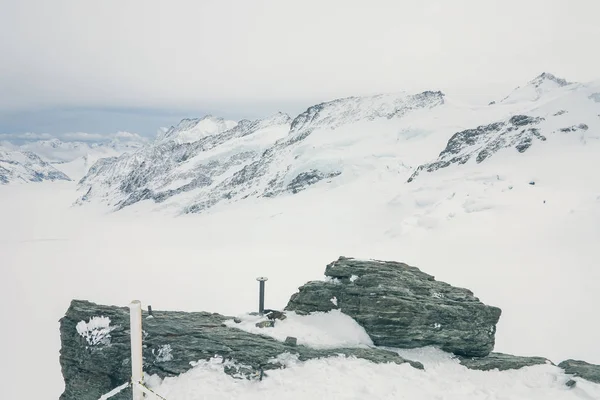 Vista Dalla Cima Del Monte Jungfrau Verso Ghiacciaio Dell Aletsch — Foto Stock