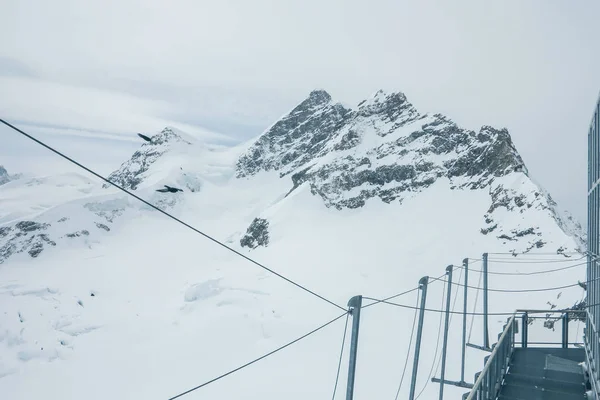 Vista Cume Montanha Jungfrau Direção Geleira Aletsch Bernese Oberland Suíça — Fotografia de Stock