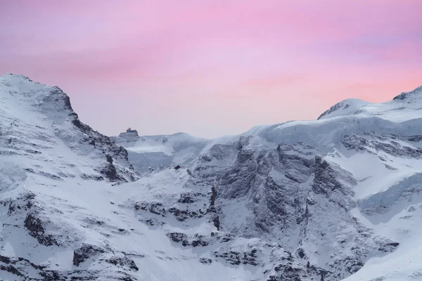 Χιονισμένες Κορυφές Του Βουνού Jungfrau Στις Άλπεις Bernese Φόντο Ηλιοβασίλεμα — Φωτογραφία Αρχείου