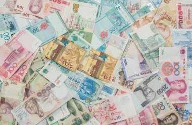 çeşitli para faturaları finansal geçmiş