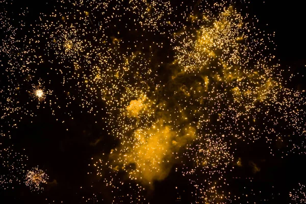 Celebratory Colorful Fireworks Light Night Sky Closeup New Year — ストック写真