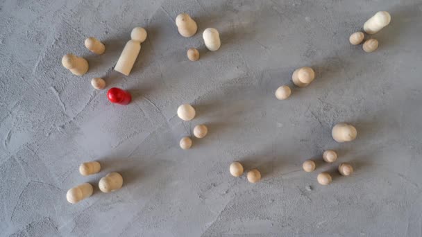 Imágenes Stop Motion Hombres Madera Formando Corazón — Vídeo de stock