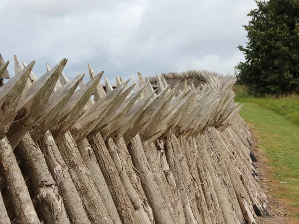 Drewniane palisady w Muzeum wojny Dybboel duński — Zdjęcie stockowe