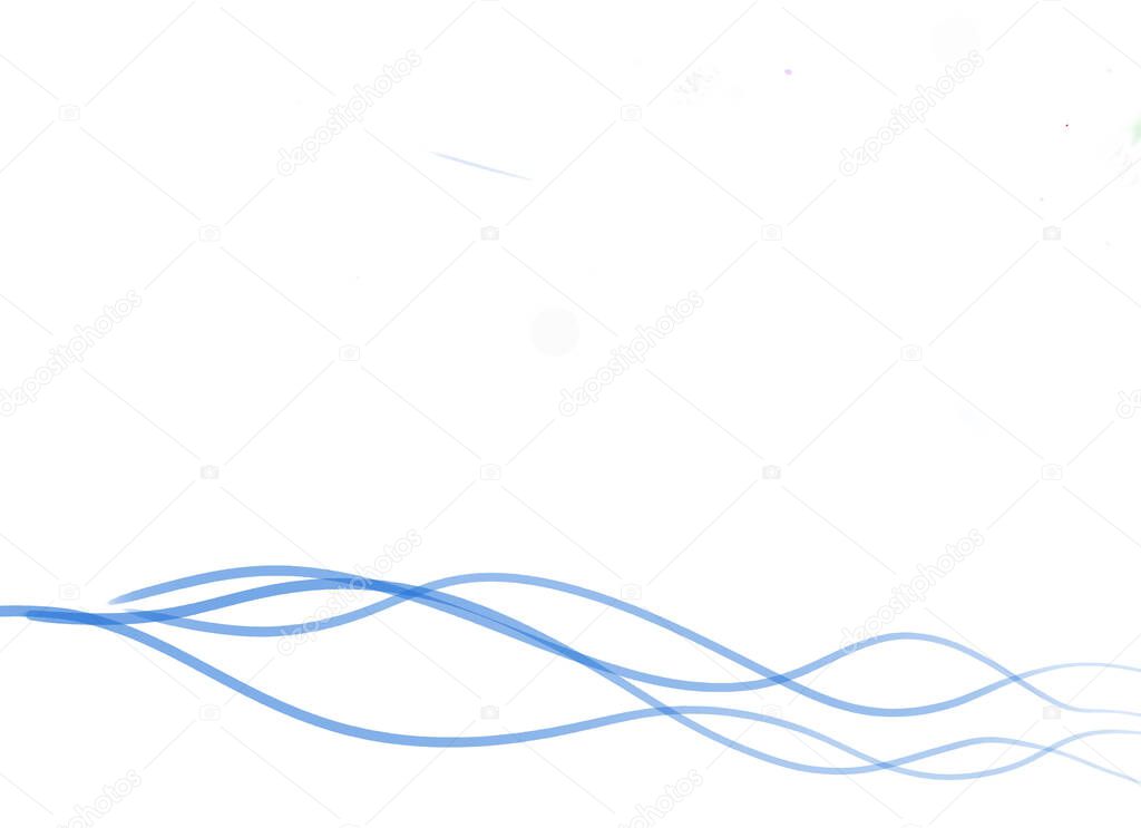 Background, abstract. Wavy lines on a white background.. Color: turquoise, blue, pale blue. Empty space, space for recording.