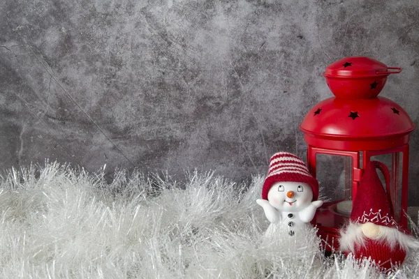 Árvore Natal Decorativa Lanterna Decorativa Vermelha Brinquedos — Fotografia de Stock
