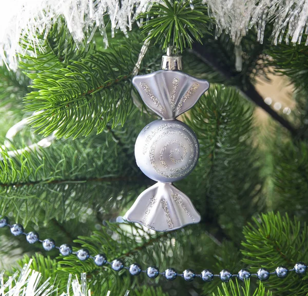 Christmas Tree Toys Balls White Owl Icicles Christmas Tree Stock Image