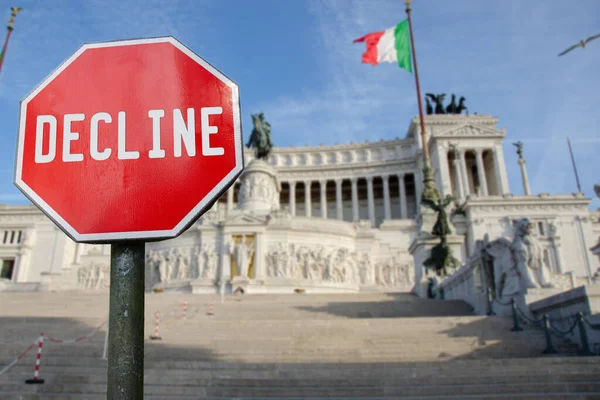 イタリア ローマの祖国の祭壇との署名を拒否します コロナウイルスによるイタリアの金融危機の脅威 世界経済危機 — ストック写真
