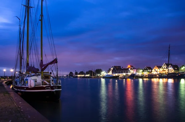 Vista Del Puerto Yate Volendam Barcos Veleros Anclados Volendam Países — Foto de Stock