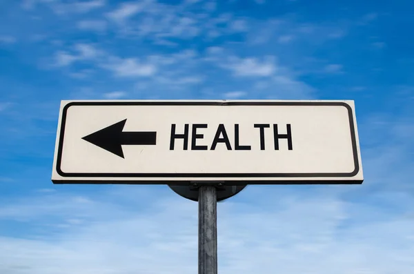 Health Road Sign Arrow Blue Sky Background One Way Blank — Stock Photo, Image