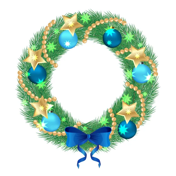 Christmas wreath blue — Stock Vector