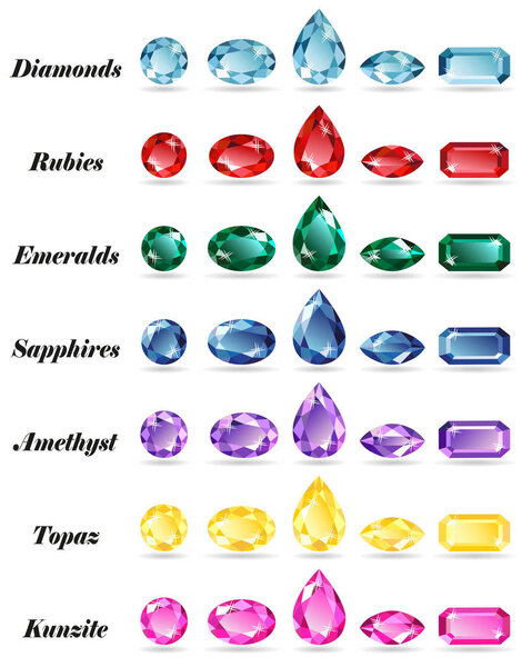 Seven sets of gems