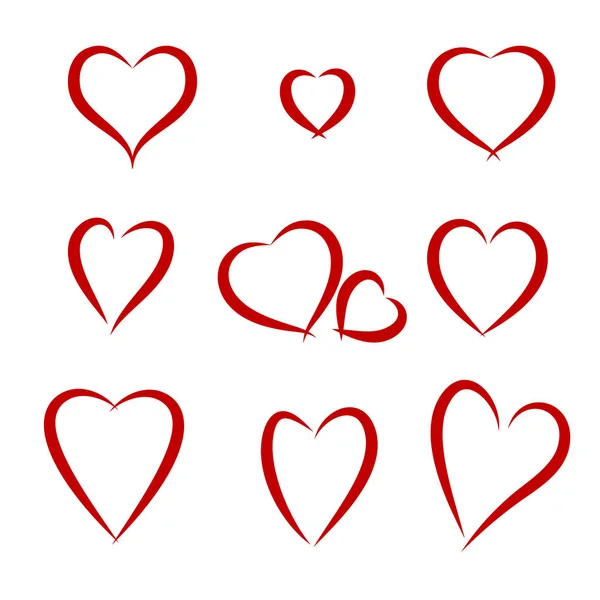 Hearts drawing set — Stock Vector