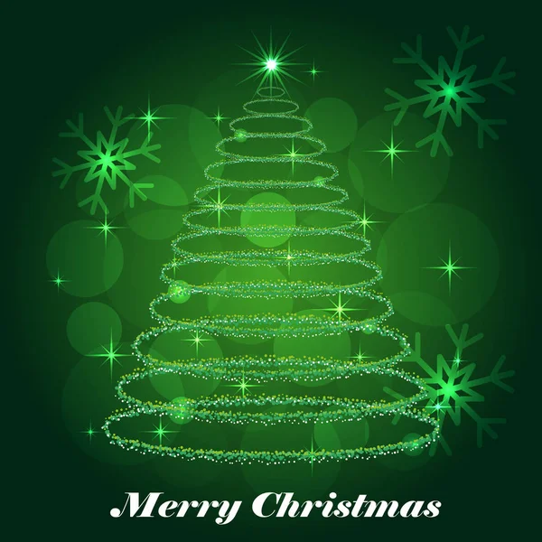 Shining Christmas tree winter background — Stock Vector