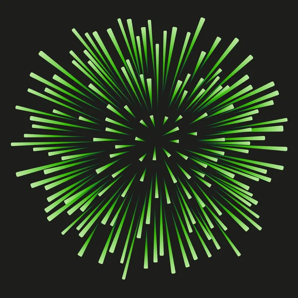 黒の背景に緑の花火 — ストックベクタ