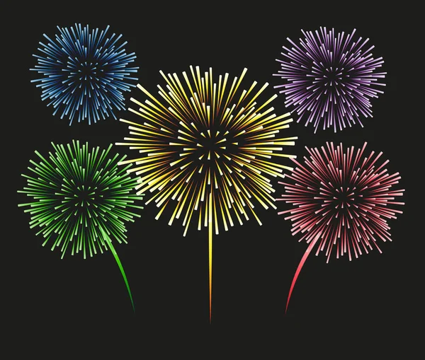 Fogos de artifício em um fundo preto Ilustrações De Stock Royalty-Free