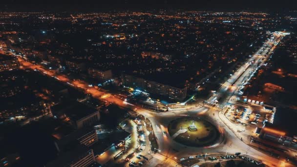 Noite Lapso Tempo Cidade Com Anel Intersecção Luz Carros Cidade — Vídeo de Stock