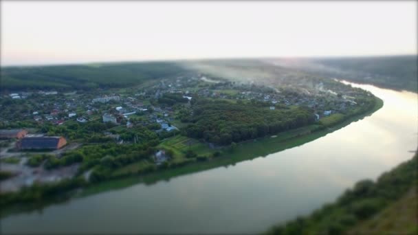Vidéo Panoramique Drone Sur Parc Été Bord Rivière Une Petite — Video