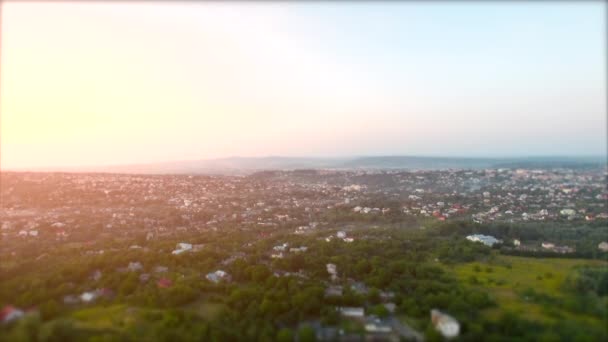 Letecký Pohled Malé Město Efektem Hračky Zaměřením Středový Rám — Stock video