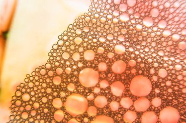 Portakal renkli camda çiy damlaları. Şaşırtıcı doku arkaplanı.