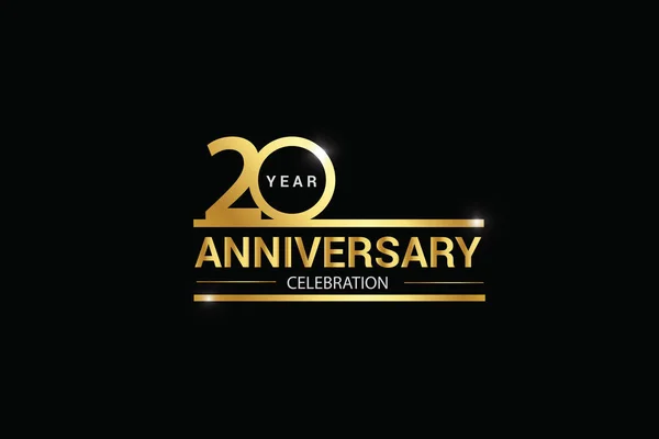 20 year anniversary celebration logotype. anniversary logo with golden and Spark light white color isolated on black background, vector design for celebration, invitation and greeting card - vector
