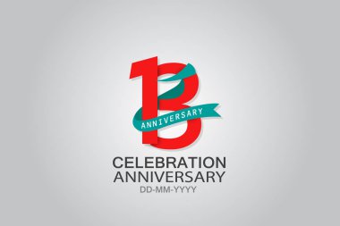 13 years anniversary blue ribbon celebration logotype. anniversary logo with Red text and Spark light white color isolated on black background, vector design for celebration, invitation vector