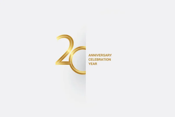 Luxury Golden Επέτειο Μινιμαλιστικό Λογότυπο 20Η Επέτειος Ευχετήρια Κάρτα Πρόσκληση — Διανυσματικό Αρχείο