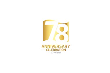 78 yıl dönümü, minimalist logo yılları, jübile, tebrik kartı. Doğum günü daveti. Beyaz arkaplandaki Bayrak Altın Alan vektör çizelgesini imzala - Vektör