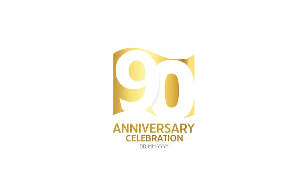 Årsjubileum Minimalistisk Logotyp Jubileum Gratulationskort Födelsedag Inbjudning Underteckna Flagga Guld — Stock vektor