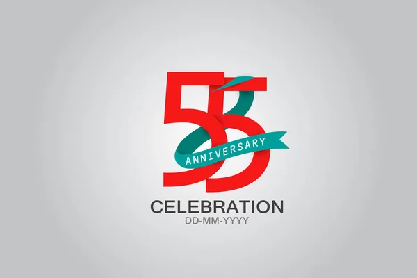 Anos Aniversário Logotipo Celebração Fita Azul Logotipo Aniversário Com Texto — Vetor de Stock