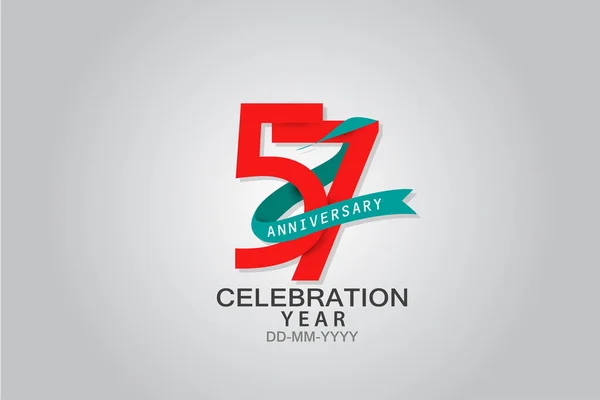 Anos Aniversário Logotipo Celebração Fita Azul Logotipo Aniversário Com Texto — Vetor de Stock