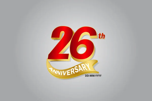 Year Anniversary Golden Ribbon Celebration Logotype Anniversary Logo Red Gold — 스톡 벡터