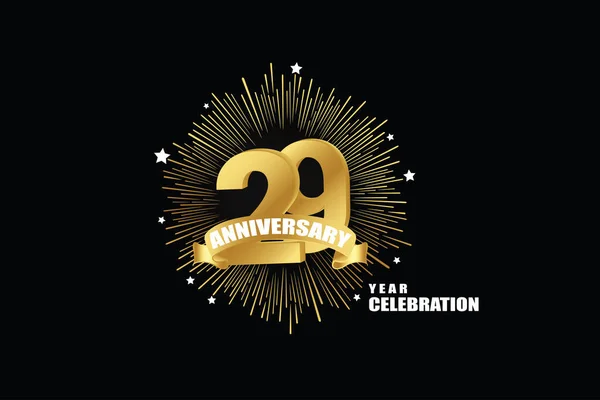 29 years anniversary celebration logotype. anniversary logo with golden isolated on black background, vector design for celebration, invitation greeting card-Vector