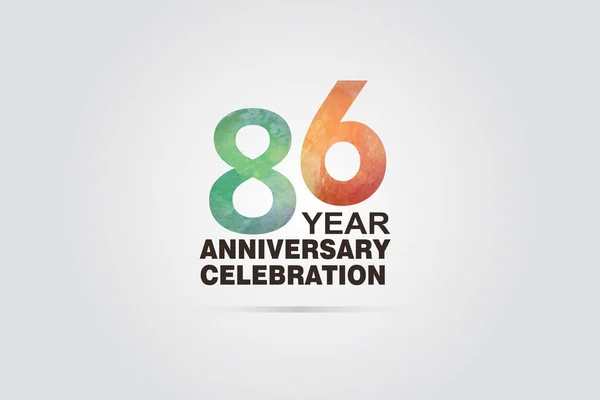 Jahre Feier Logo Mit Aquarell Grün Und Orange Relief Stil — Stockvektor