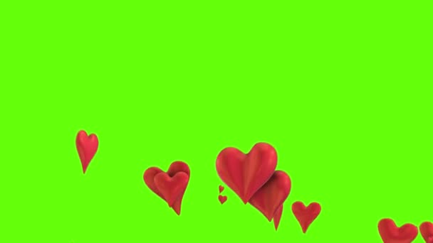 Flying 3d Hearts Animation. Social Network Likes. — Stock Video