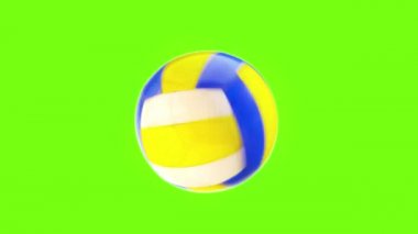 Volleyball Ball Rotates on Green Screen and Stops in Slow Motion